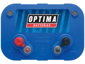 Optima BlueTop marint startbatteri med SpiralCell AGM-teknologi for vibrasjonsmotstand.