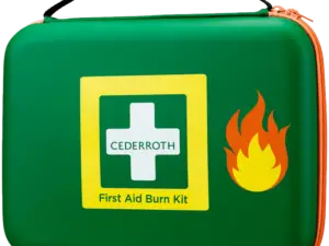 Et mobilt Førstehjelpssett for håndtering av brannskader.