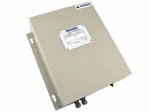 Produktbilde av Noratel LS16LI-230 isolertransformator – frontvisning av kapsling med koblinger og skilting