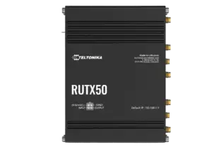 Teltonika RUTX50 industriell 5G router – front- og sideprofil