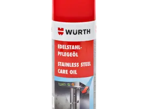 Profesjonell pleieolje for rustfritt stål fra Würth. Gir beskyttelse, glans og redusert tilsmussing. NSF A7-godkjent – egnet for bruk i næringsmiddelmiljøer. 500 ml.