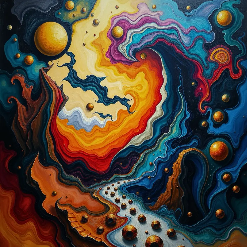 Et Salvador Dali inspirert KI kunstverk ifm GNSS artikkel.