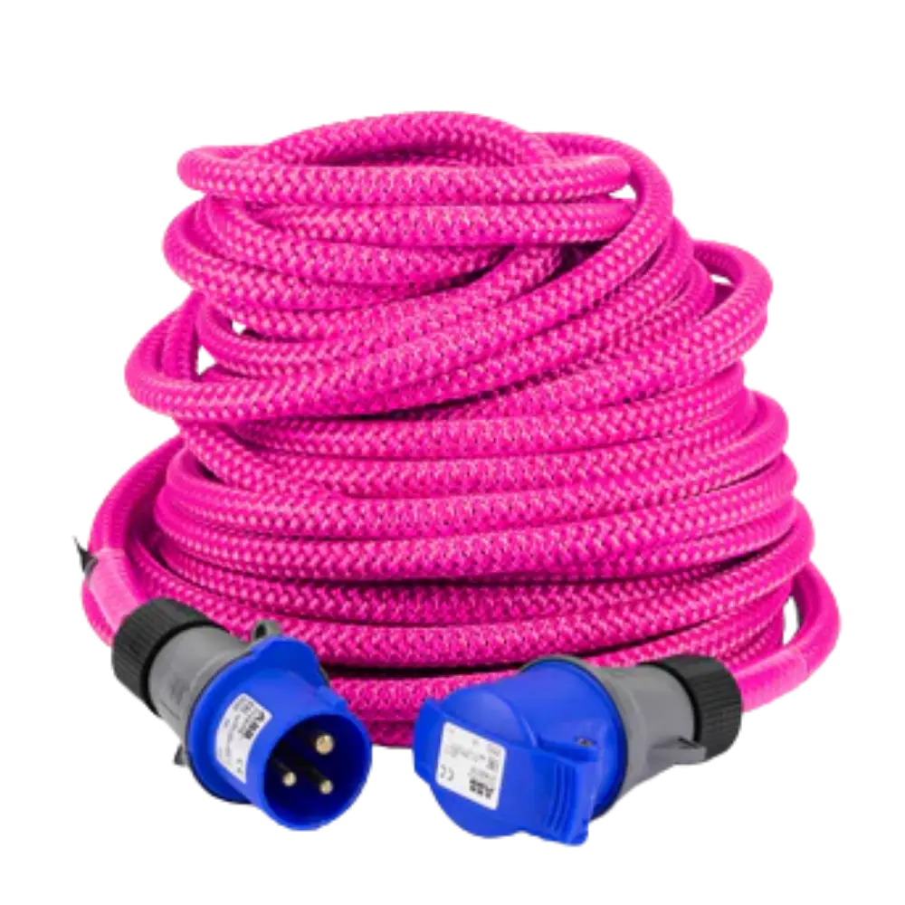 Poly Ropes Ellinor landstrømkabel i pink farge med CEE-plugg