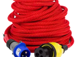 Poly Ropes Ellinor flytende landstrømkabel Rød med MP16 plugg.