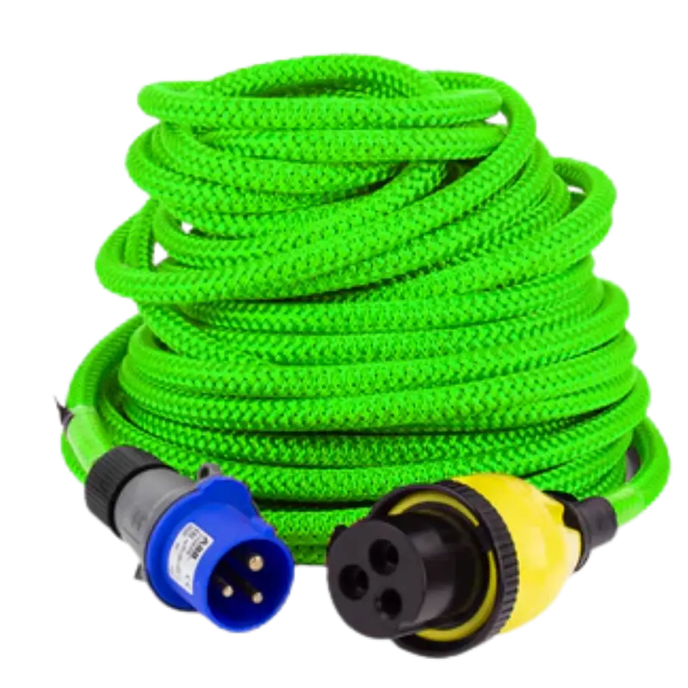 Poly Ropes Ellinor landstrømkabel i signalgrønn farge med MP16-plugg