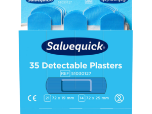 Salvequick refill detekterbart plaster blått – 6 × 35 stk