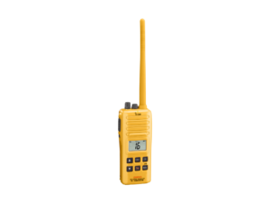 Icom IC-GM1600E gul GMDSS bærbar nødradio for redningsfarkøst, sett forfra – Sikkerhet Om Bord AS