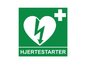 Hjertestarterskilt 15×15 cm – etterlysende – Sikkerhet om bord